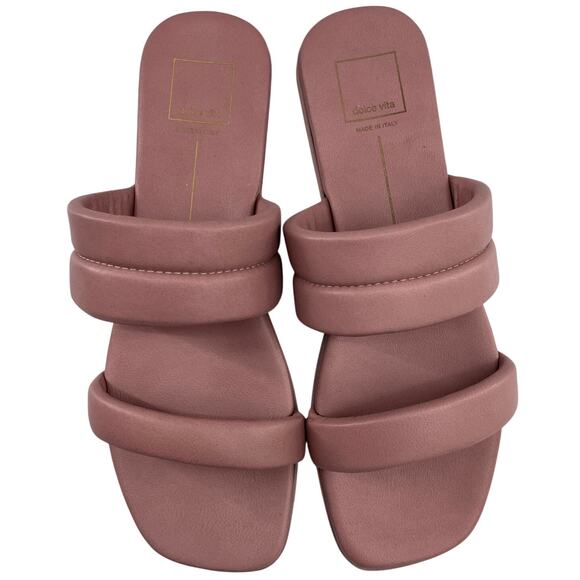 Dolce Vita Rose Pink Leather Slip On Slide Made In Italy Adore Shoes Sandals - Picture 2 of 12